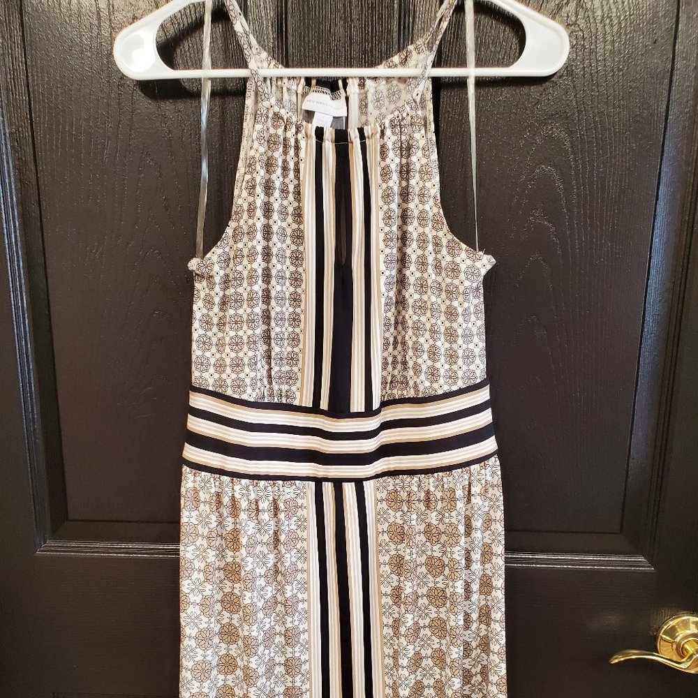 New York and Company Sleeveless Keyhole Tan Black Dress